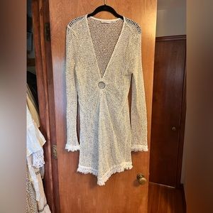 Ramy Brook Cassie Crochet Embellished Fringe-Trim Minidress